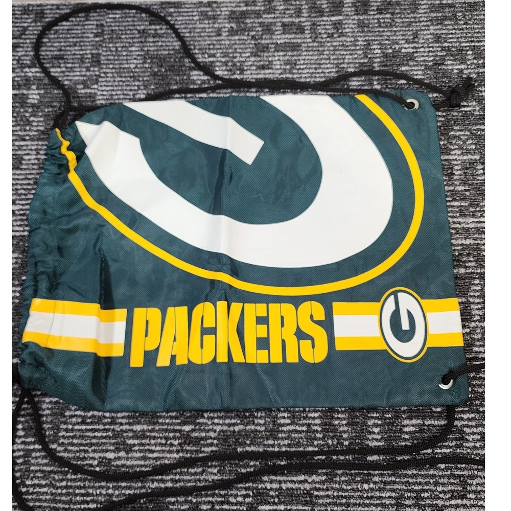 NFL Green Bay Packers Drawstring Backpack Unisex OS Green Yellow Logo Sports Bag